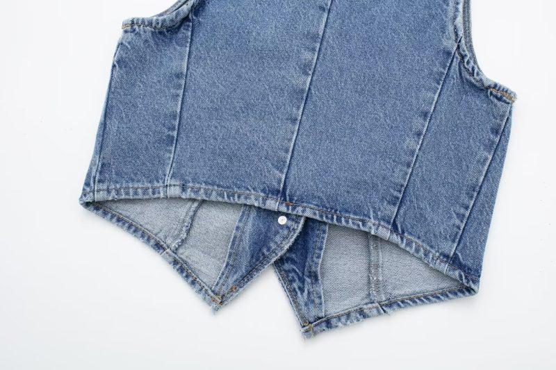 Retro V-Neck Denim Vest - All-Matching Style - Image 11