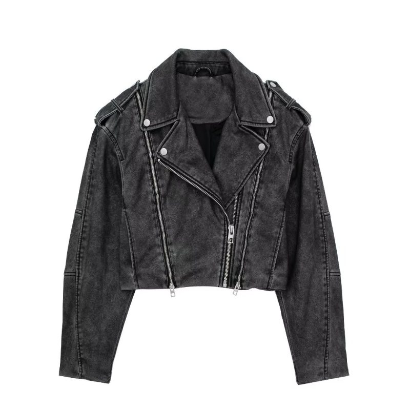 Distressed Faux Leather Moto Jacket - Edgy Chic - Image 2