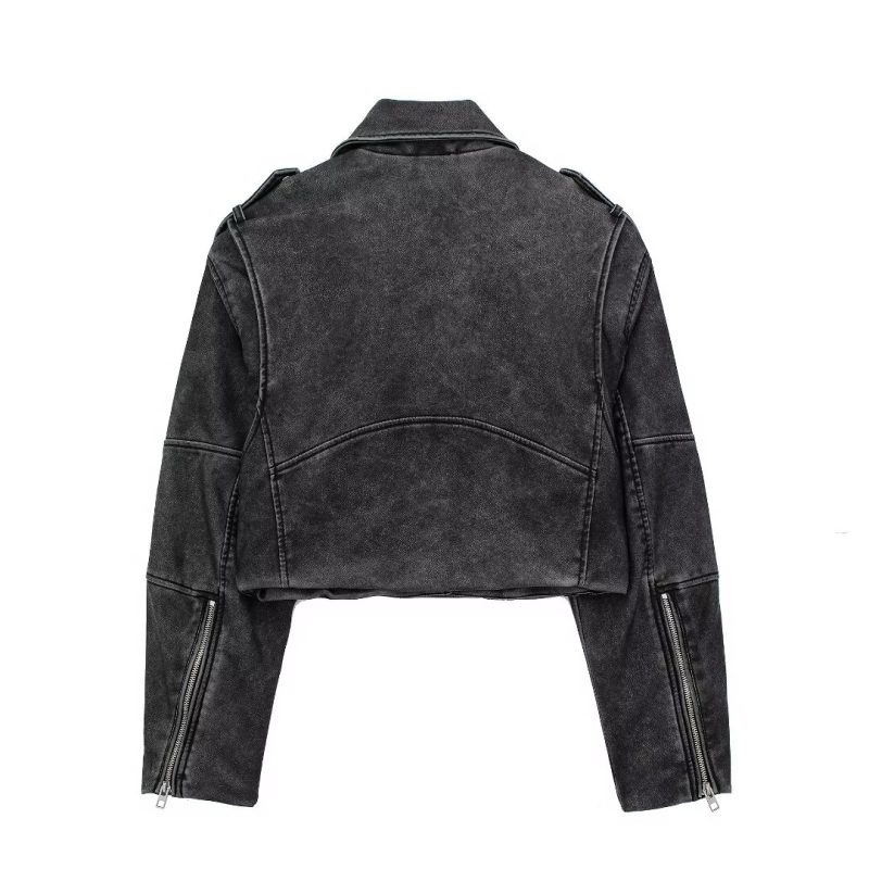 Distressed Faux Leather Moto Jacket - Edgy Chic - Image 3