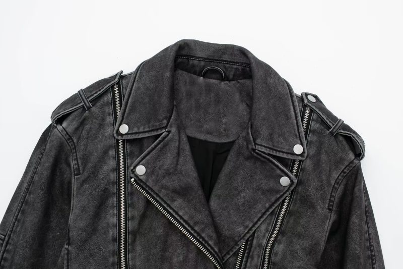 Distressed Faux Leather Moto Jacket - Edgy Chic - Image 4