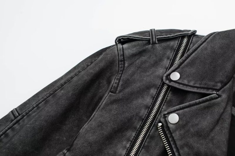 Distressed Faux Leather Moto Jacket - Edgy Chic - Image 6