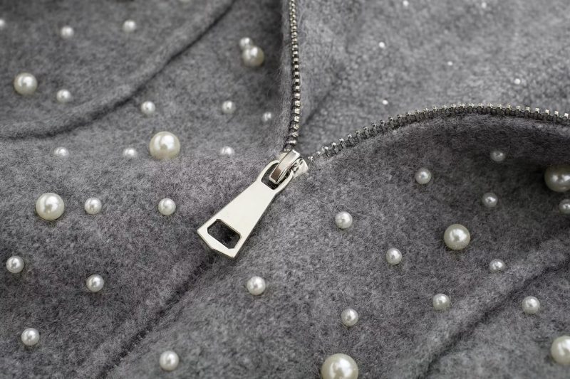 Gray Heavy Beads Cardigan - Winter Slimming Sweater - Image 8