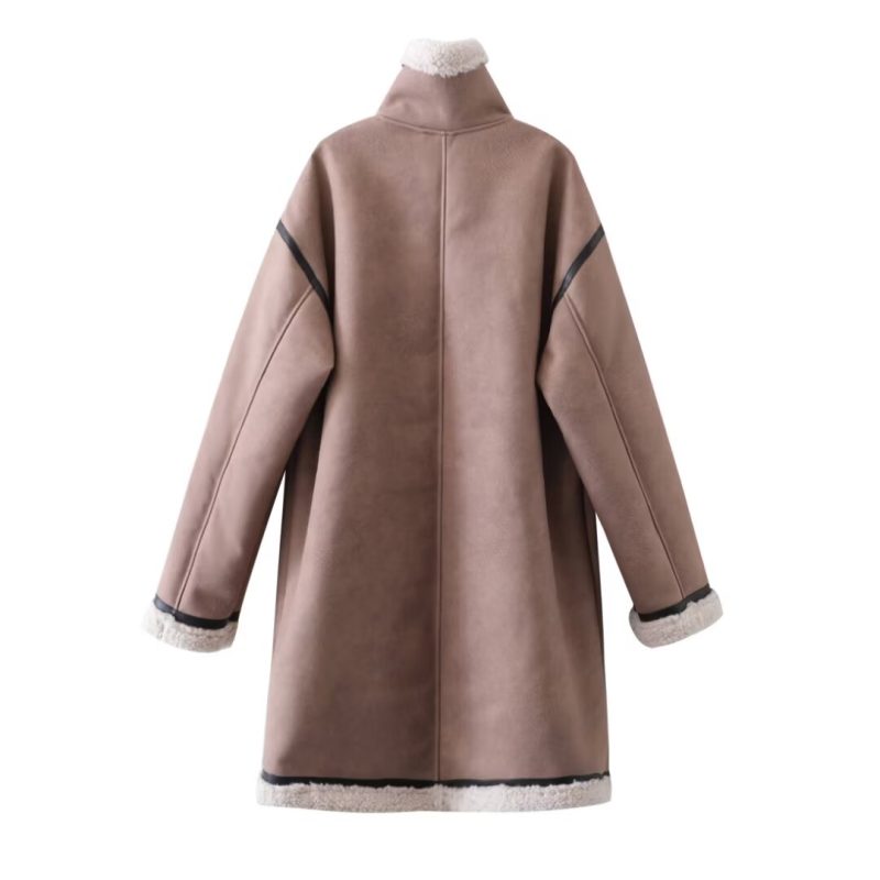 Street-Style Long Suede Coat for Winter - Image 2