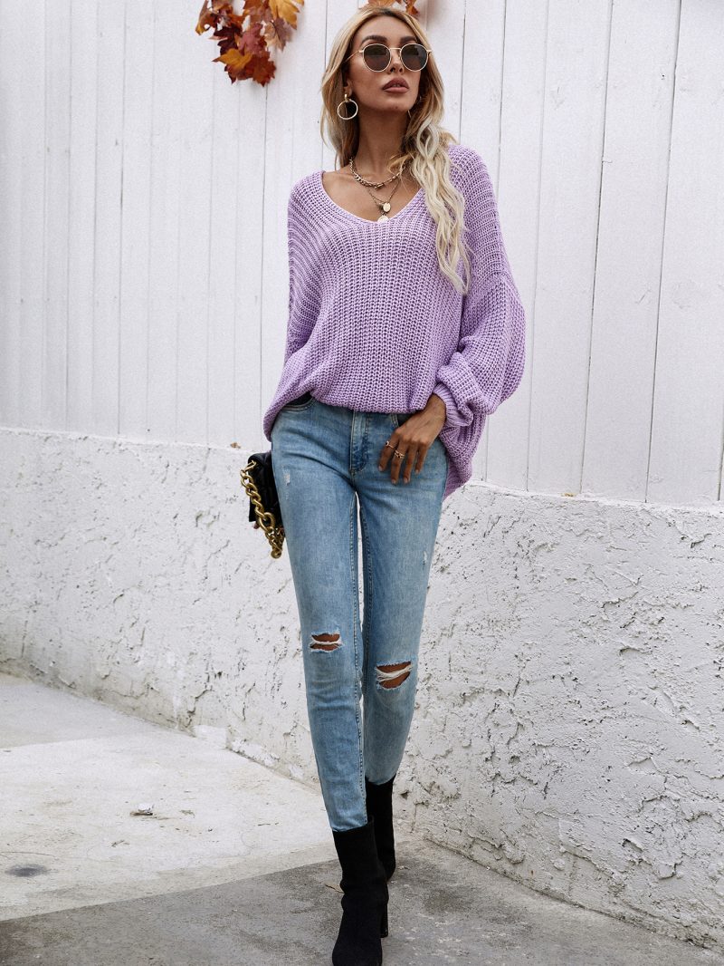 V-Neck Oversized Sweater | Winter Knitwear Pullover - Image 10