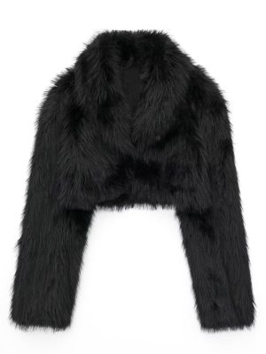 Autumn Fur-Effect Polo Collar Jacket – Casual Elegance