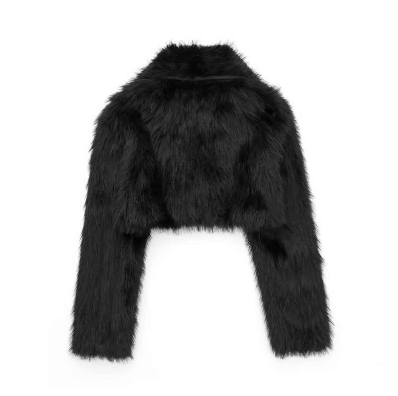 Autumn Fur-Effect Polo Collar Jacket - Casual Elegance - Image 2