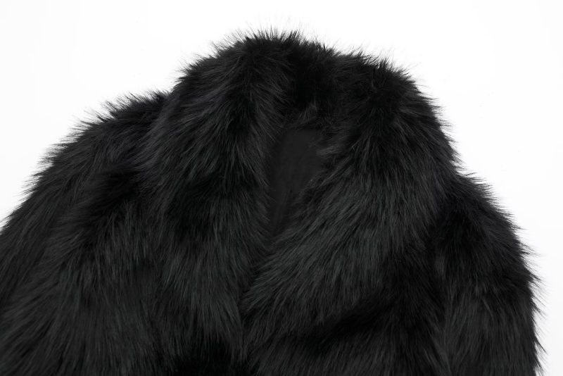 Autumn Fur-Effect Polo Collar Jacket - Casual Elegance - Image 3