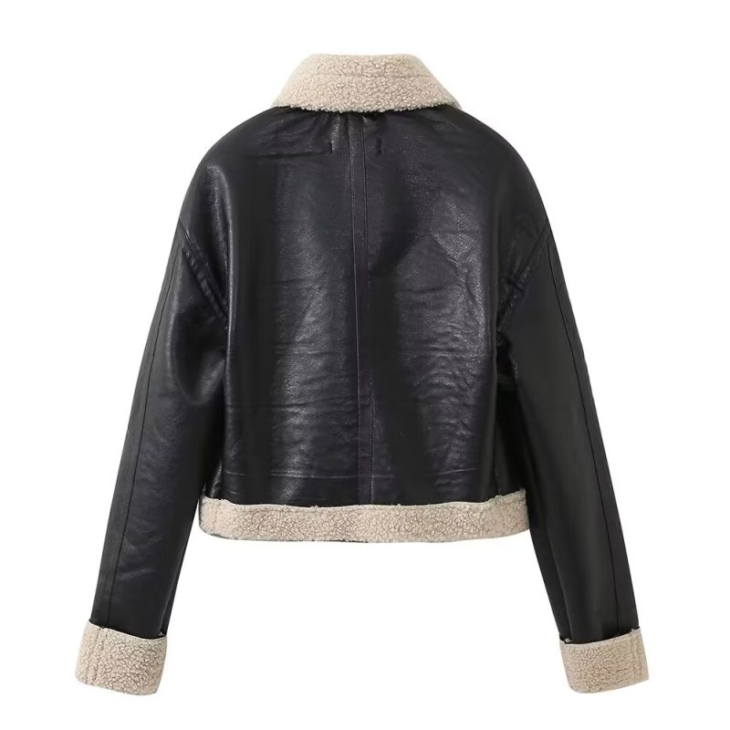 Sexy Collared Fur Coat Women's Winter Faux Leather Jacket - Image 2