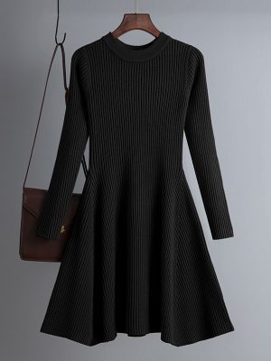 Knitted Long-Sleeved A-Line Dress: Winter Chic