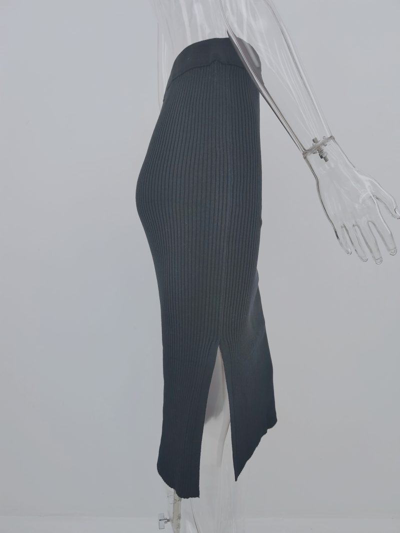 Spring Summer Pencil Skirt Slim Fit Office Midi Skirt Solid Color Split Midi Skirt - Image 6