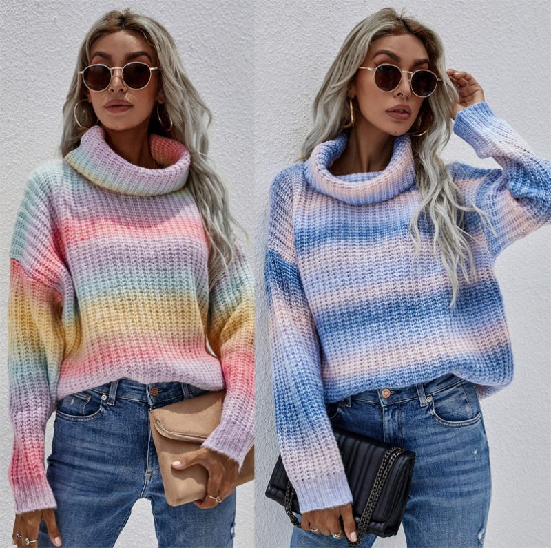 Striped Turtleneck Knit Sweater - Image 3