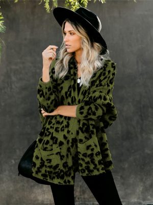 New Plus Size Leopard Print Office Cardigan | Long Sleeve