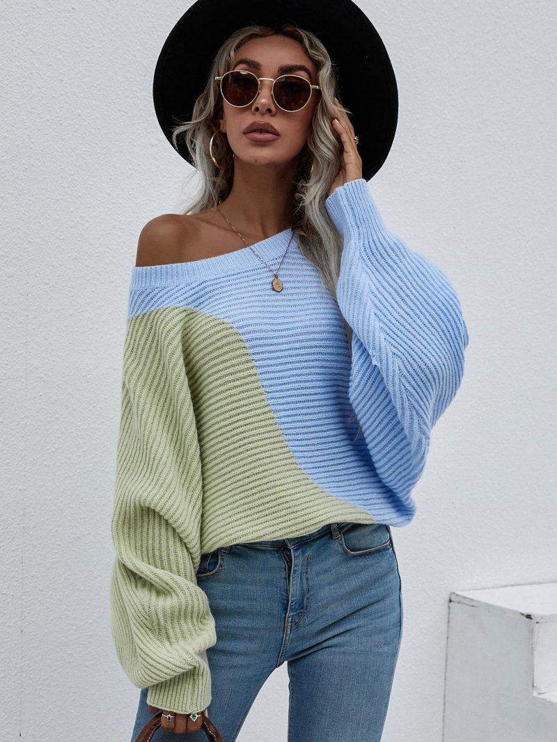 Color-Block Batwing Sleeve Sweater - Image 3