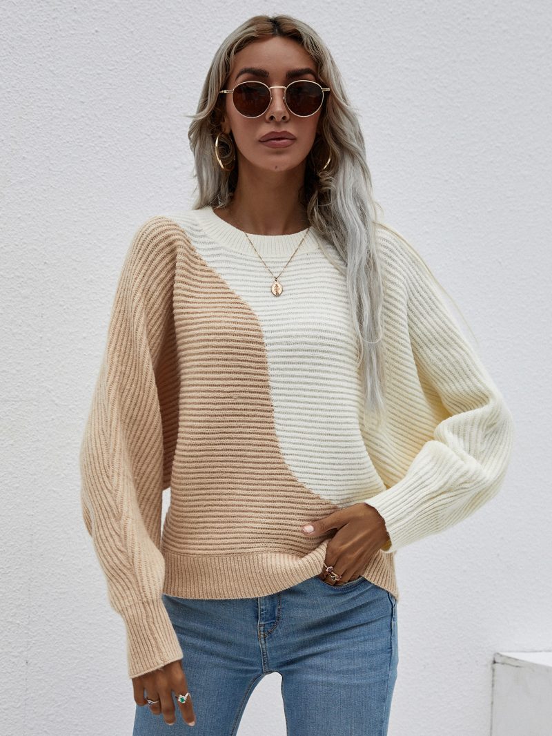Color-Block Batwing Sleeve Sweater - Image 5