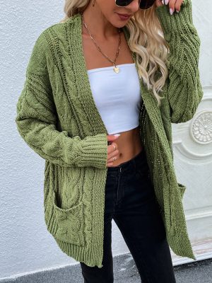 Autumn Winter New Women’s Solid Color Knitted Cardigan