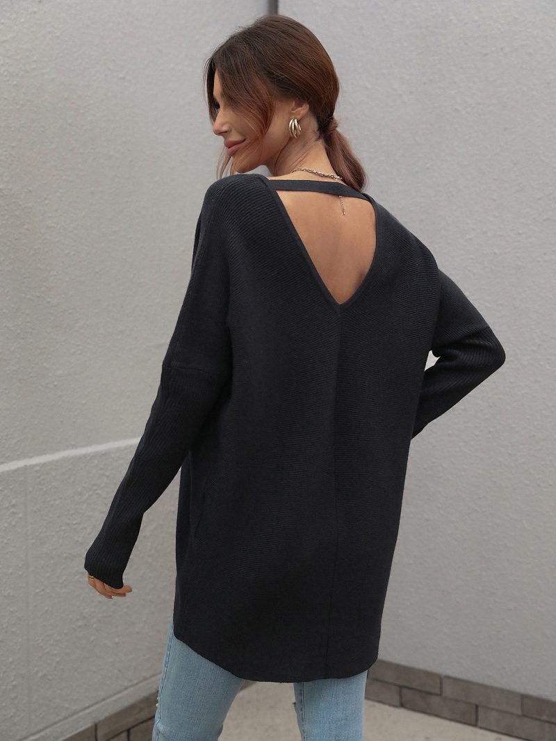 Office Solid Color Knit Sweater - Image 5