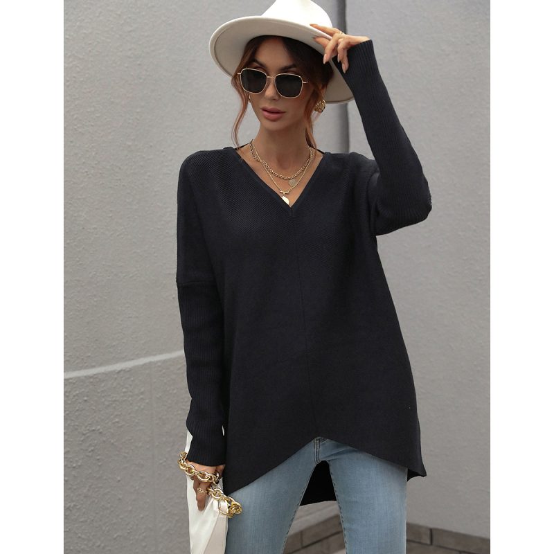 Office Solid Color Knit Sweater - Image 6