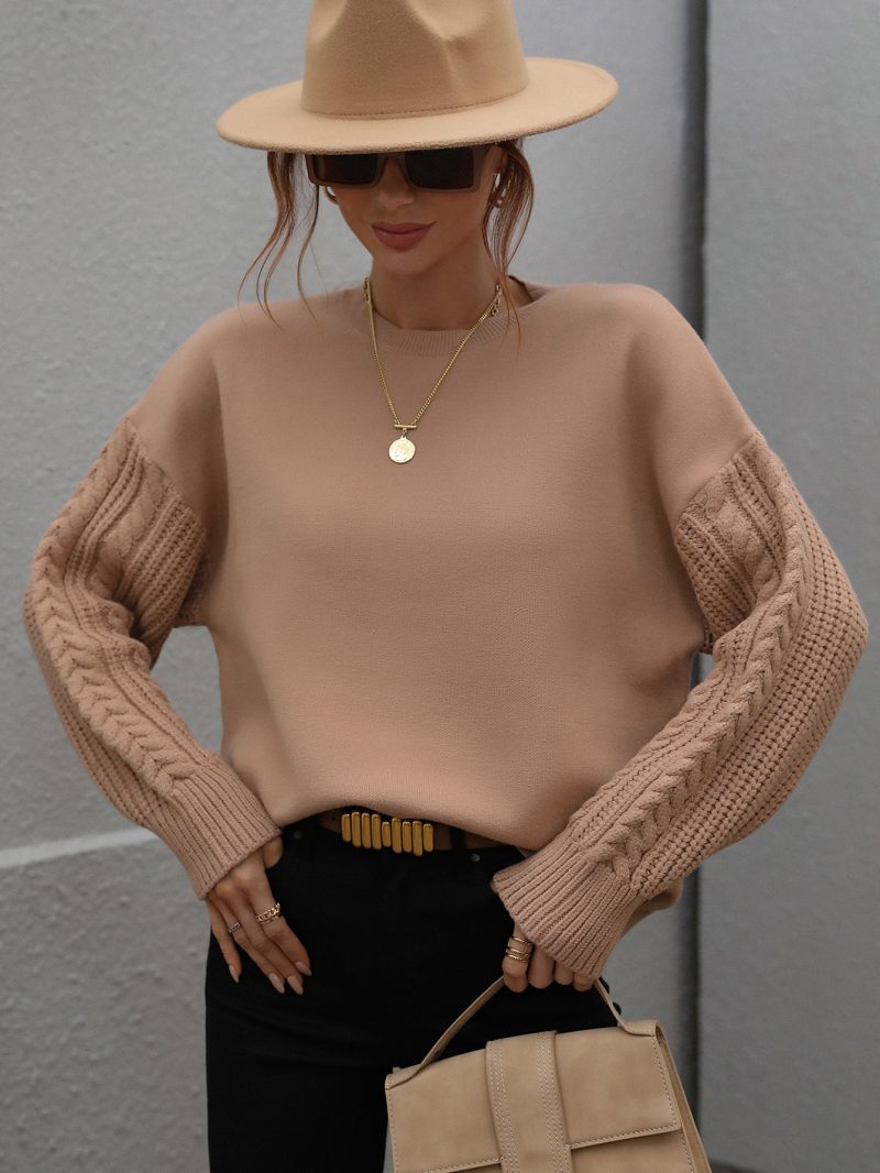 Solid Color Long Sleeve Knitwear - Image 3