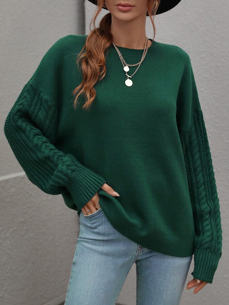 Solid Color Long Sleeve Knitwear - Image 4