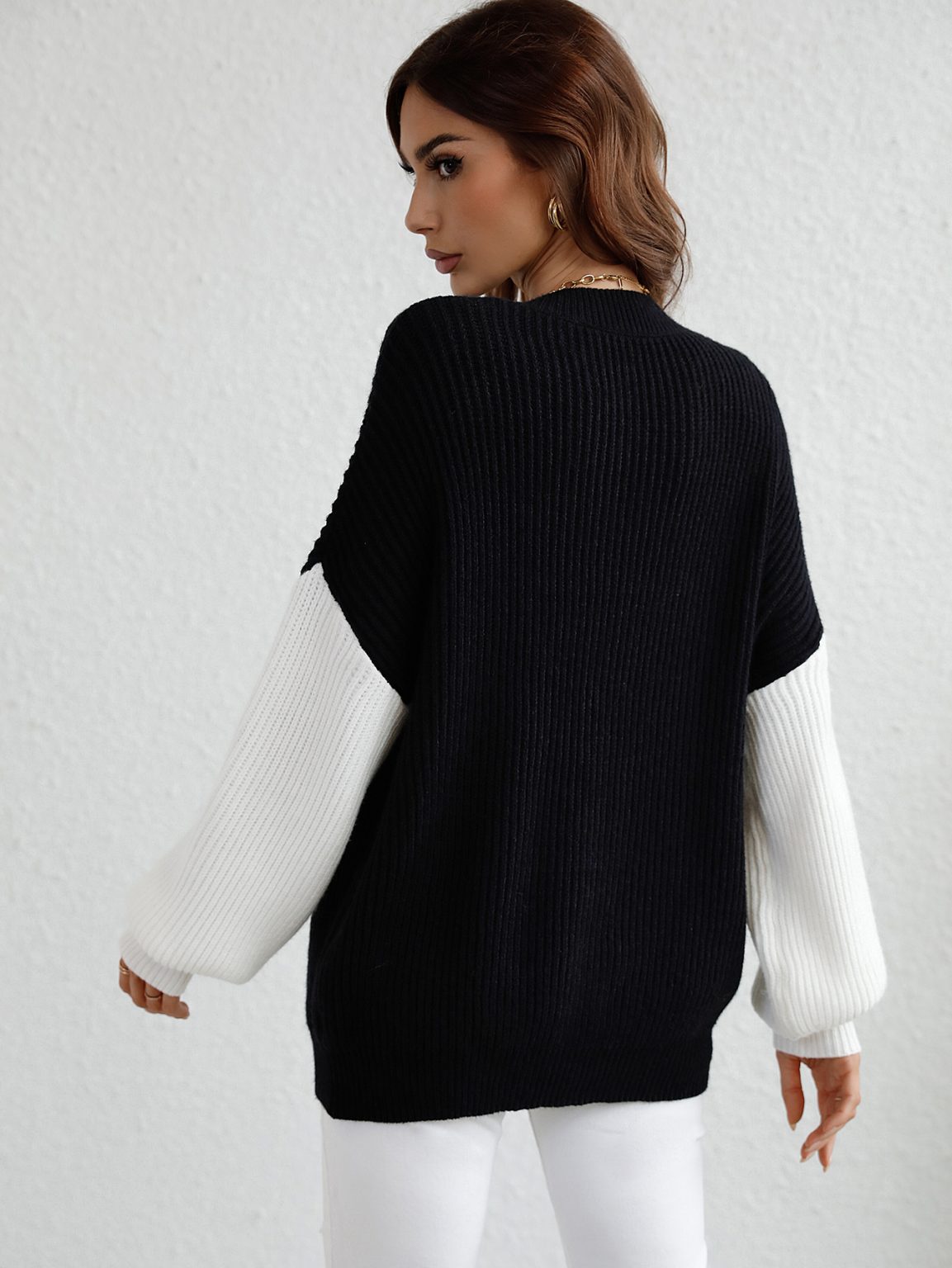 Round Neck Striped Plus Size Sweater - Image 2