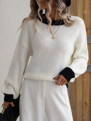 Splicing Loose Knitwear Pullover