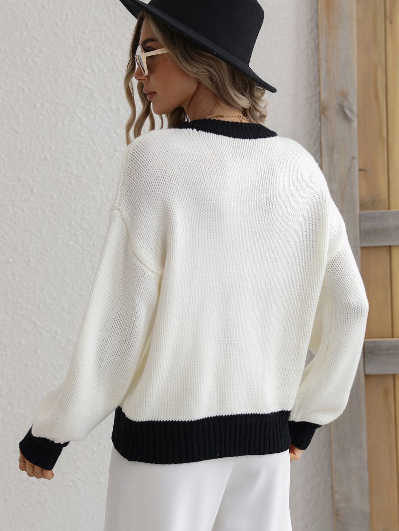 Splicing Loose Knitwear Pullover - Image 2