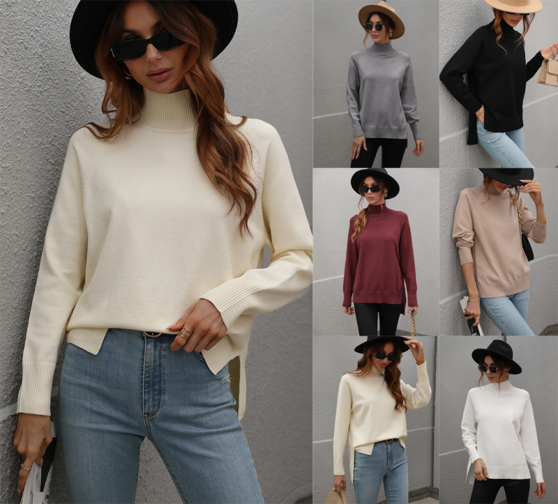 Solid Color Turtleneck Sweater | Autumn Winter Women's Wear - Image 6