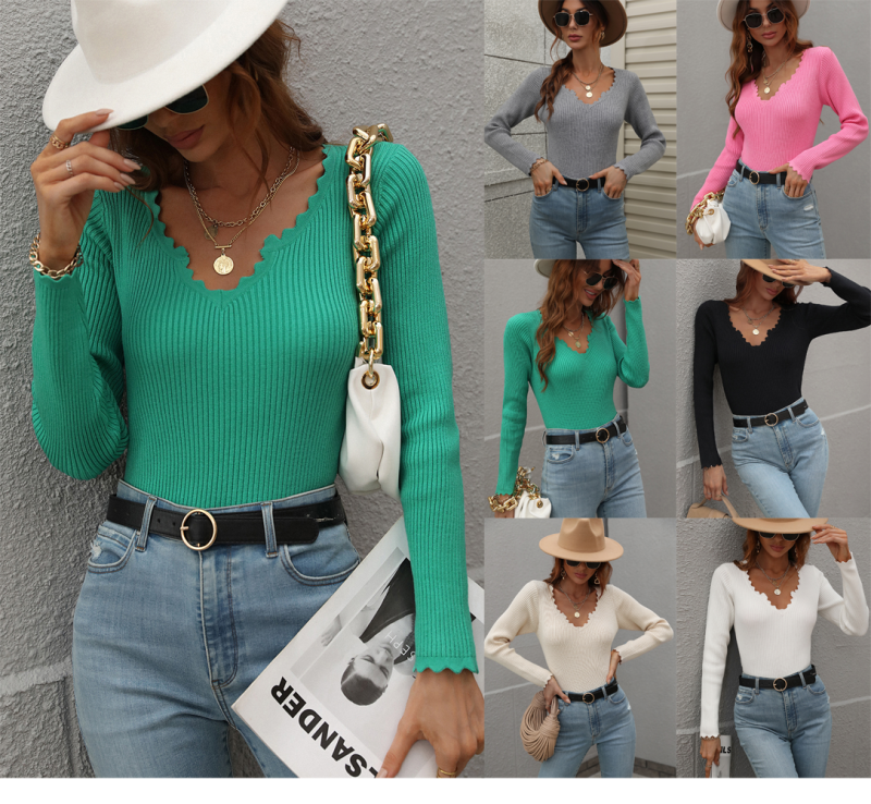 Loose Solid Color Knitwear - Image 7