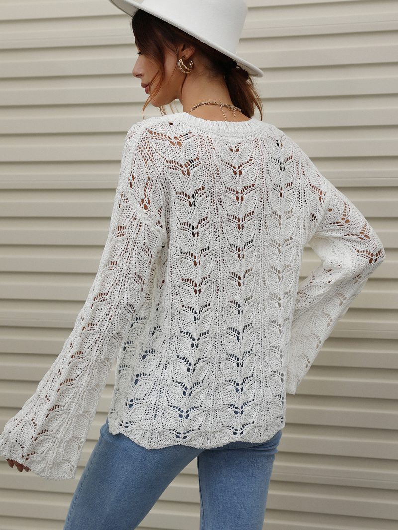 Crocheted Hollow-Out Pullover - Image 3