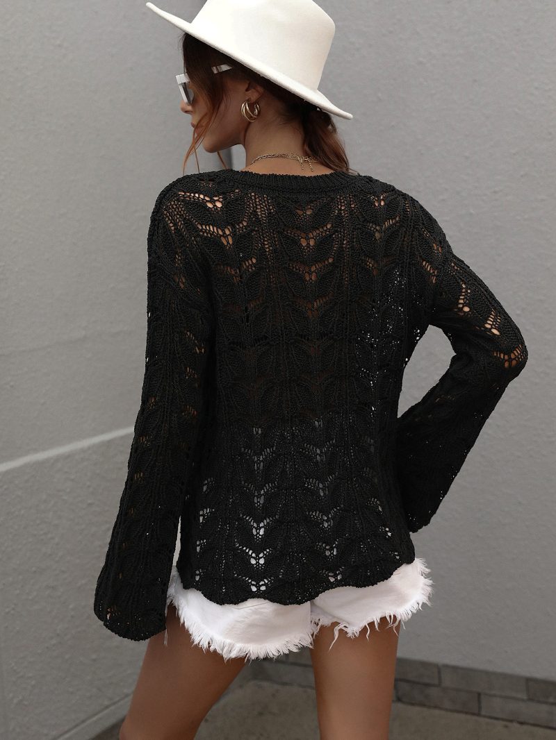 Crocheted Hollow-Out Pullover - Image 4