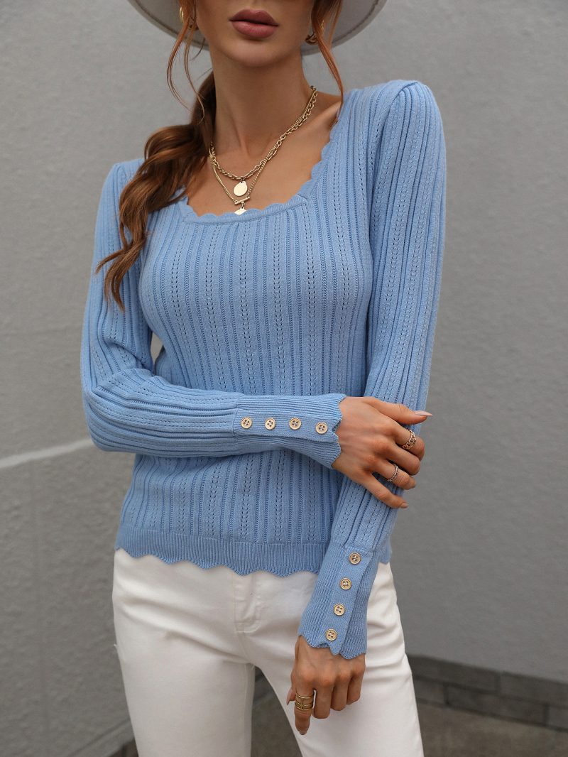 Buttoned Knitwear Pullover | Autumn Winter Solid Color - Image 4