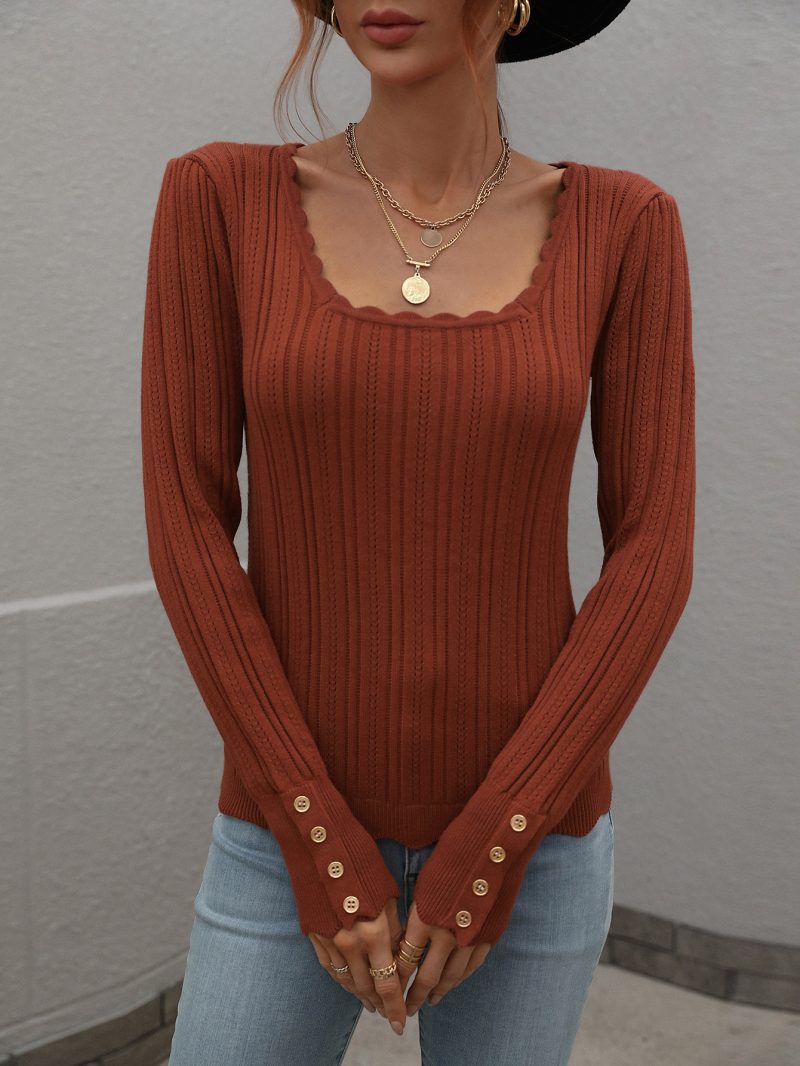 Buttoned Knitwear Pullover | Autumn Winter Solid Color - Image 5