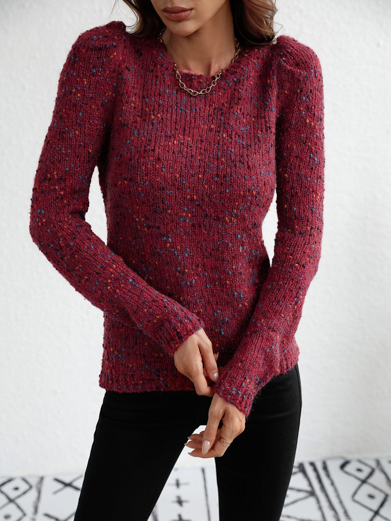Office Solid Color NEPs Yarn Sweater - Image 2