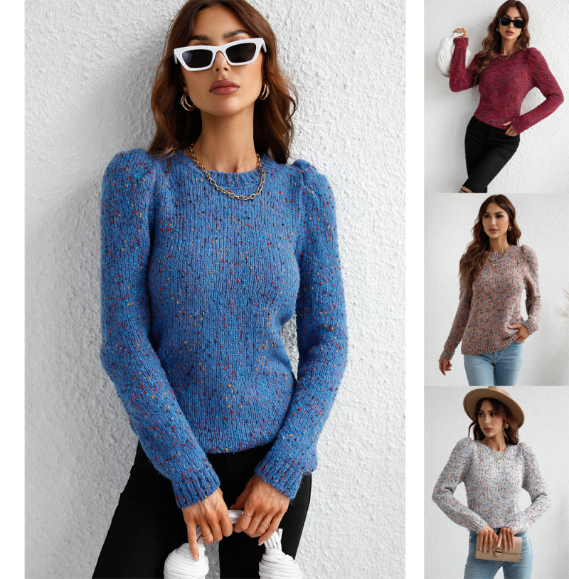 Office Solid Color NEPs Yarn Sweater - Image 6