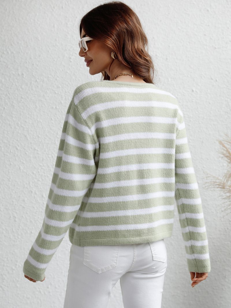 Striped Loose Single-Breasted Cardigan | Autumn Winter Sweater - Image 2