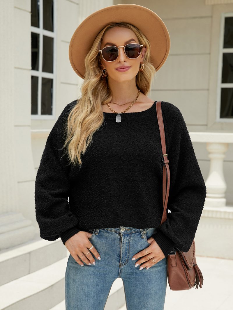 Long Sleeve Round Neck Knit Pullover - Image 2