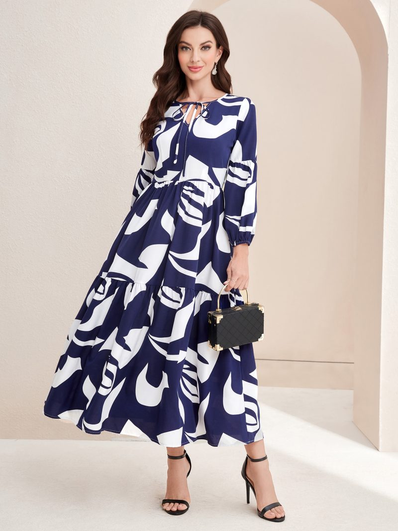 Digital Printing High Waist Swing Dress for Seasons - Image 3