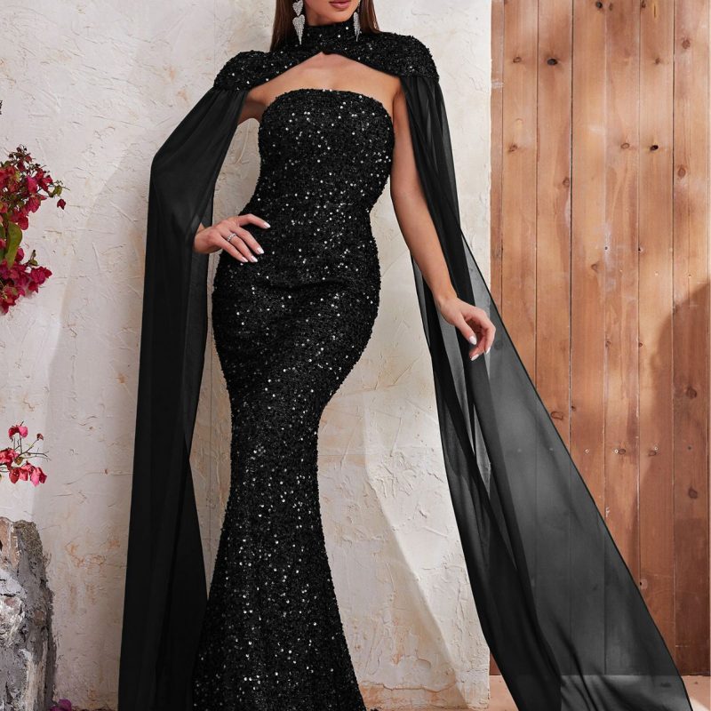 Halter Sequin Fishtail Party Dress
