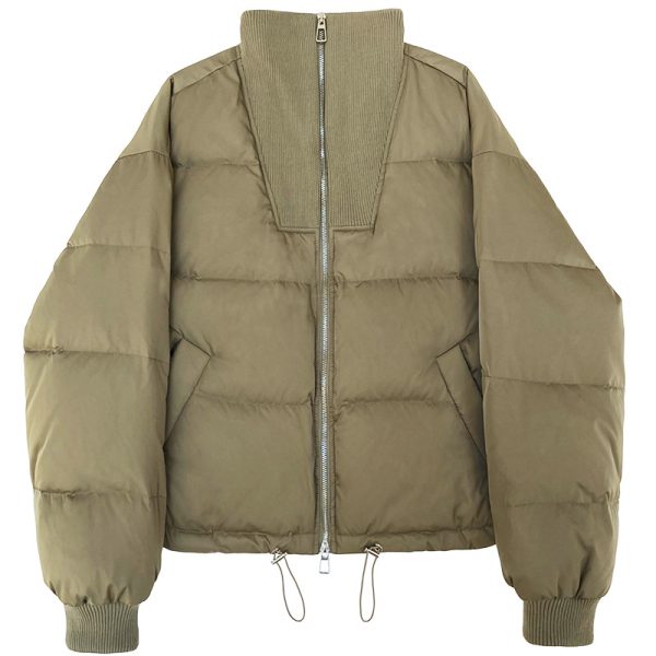 Stand Collar Short Down Jacket - Image 5