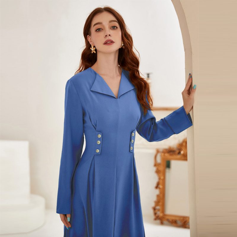 Elegant V-neck High Waist Dress for Women's Fashion - Image 4