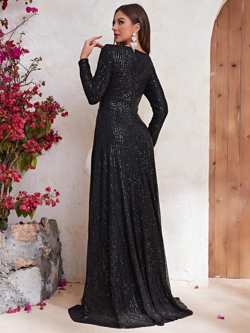 Sequin V-Neck Fishtail Maxi Dress - Image 2
