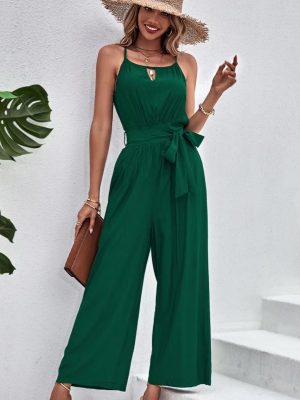 Retro Lace-Up Jumpsuit – Summer Chic