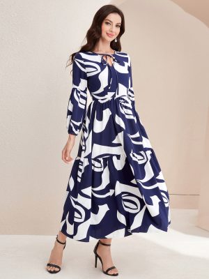 Digital Printing High Waist Swing Dress for Seasons