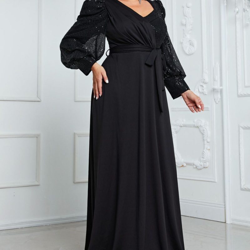 Sequined Plus Size Formal Maxi Dress - Image 4