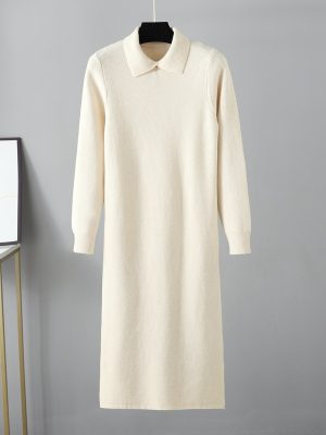 Polo Collar Long Sleeve Knit Dress