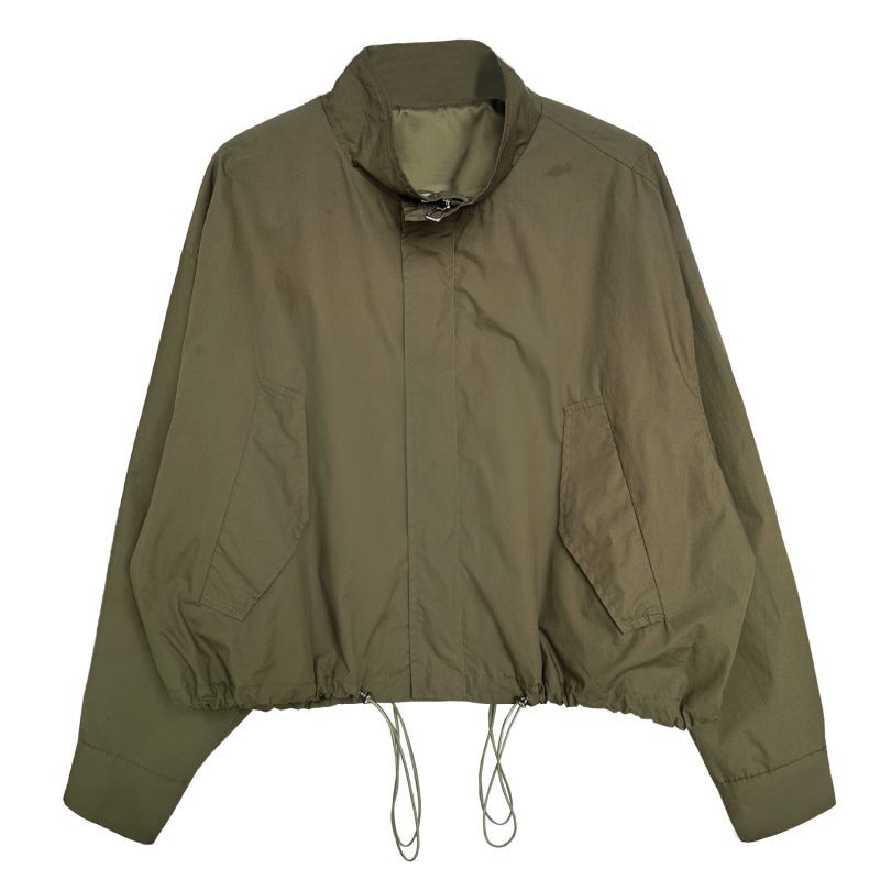 Retro Stand Collar Cargo Jacket - Image 5