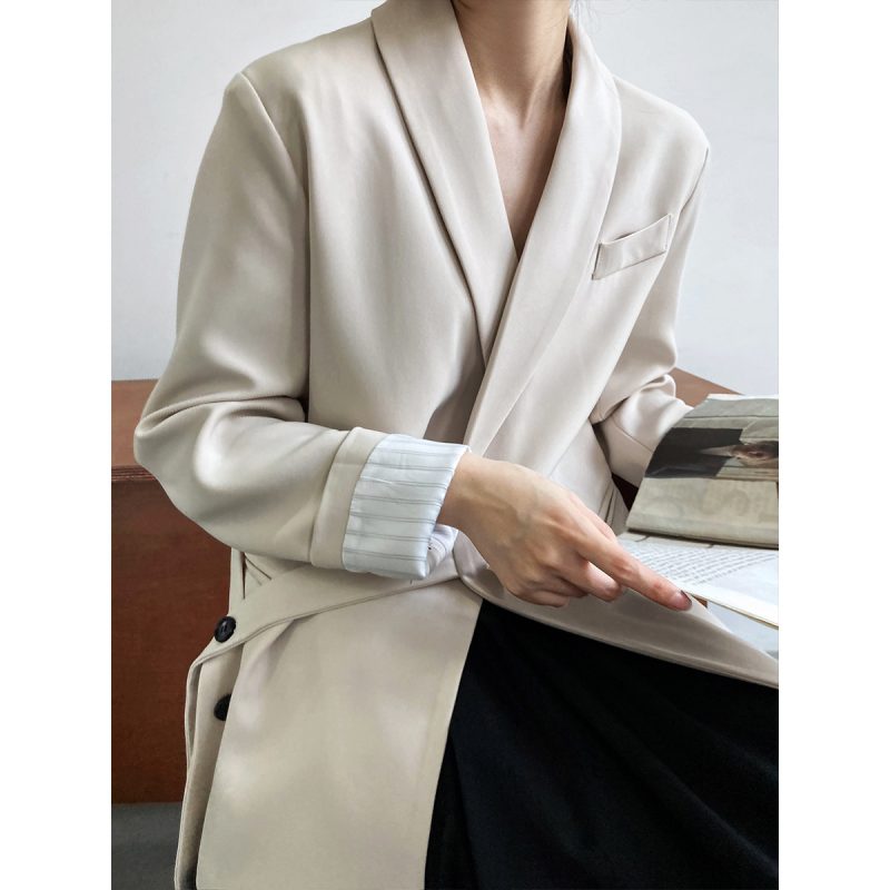 Loose Drape Lace-Up Blazer | Collar Style - Image 4