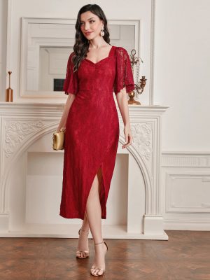 Lace V-neck Patchwork Dress: Women’s Elegant Fashion