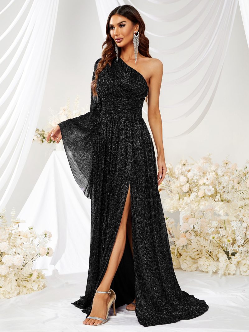 One-Shoulder Slit Maxi Dress - Image 2