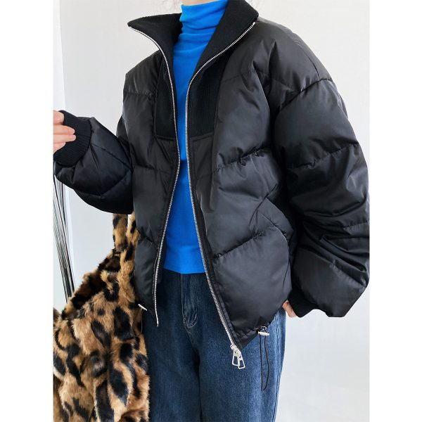 Stand Collar Short Down Jacket - Image 2